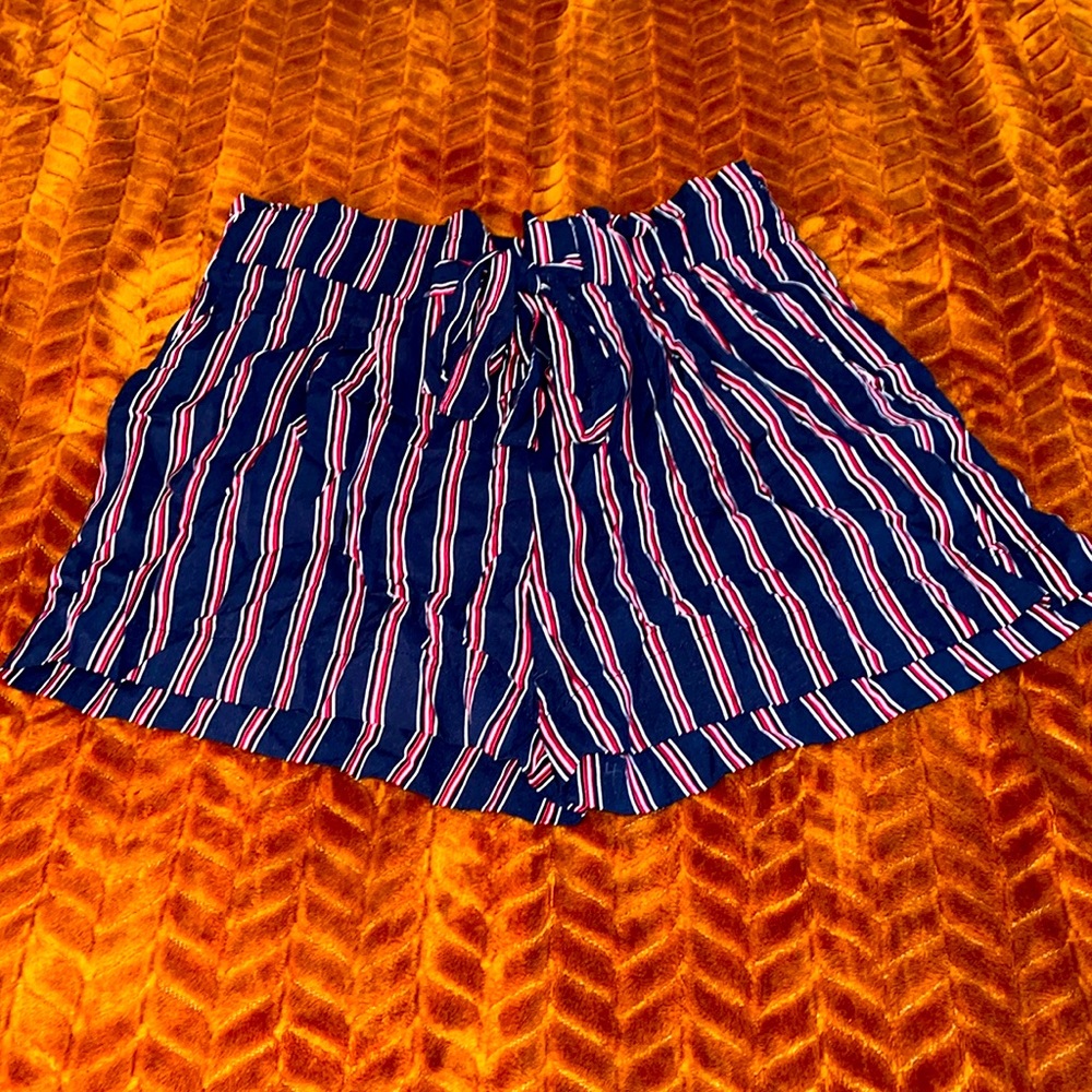 Multi Stripe Paperbag Waist Shorts